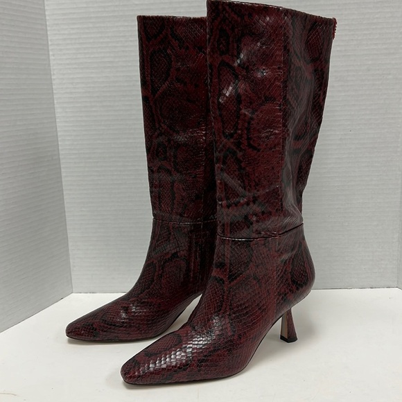 Sam Edelman Shoes - Sam Edelman ‘SAMIRA’ Snakeskin Print Leather Mid Calf Kitten Heeled Boots Size 5